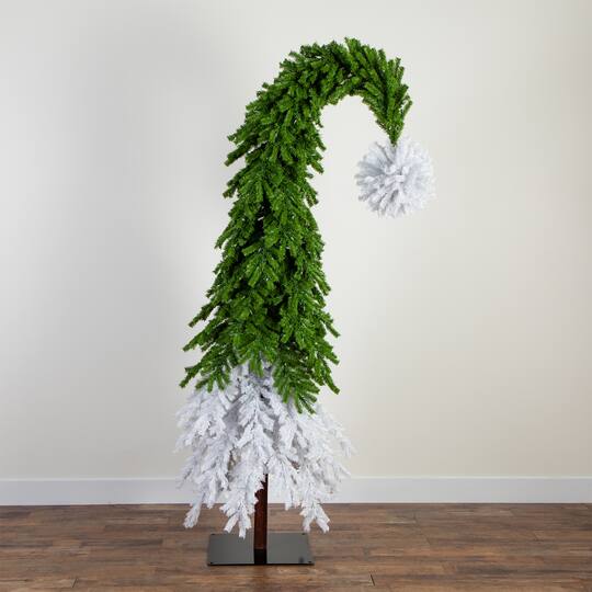 7ft. Pre-Lit Fir Santa’s Hat Artificial Christmas Tree, Clear LED Lights